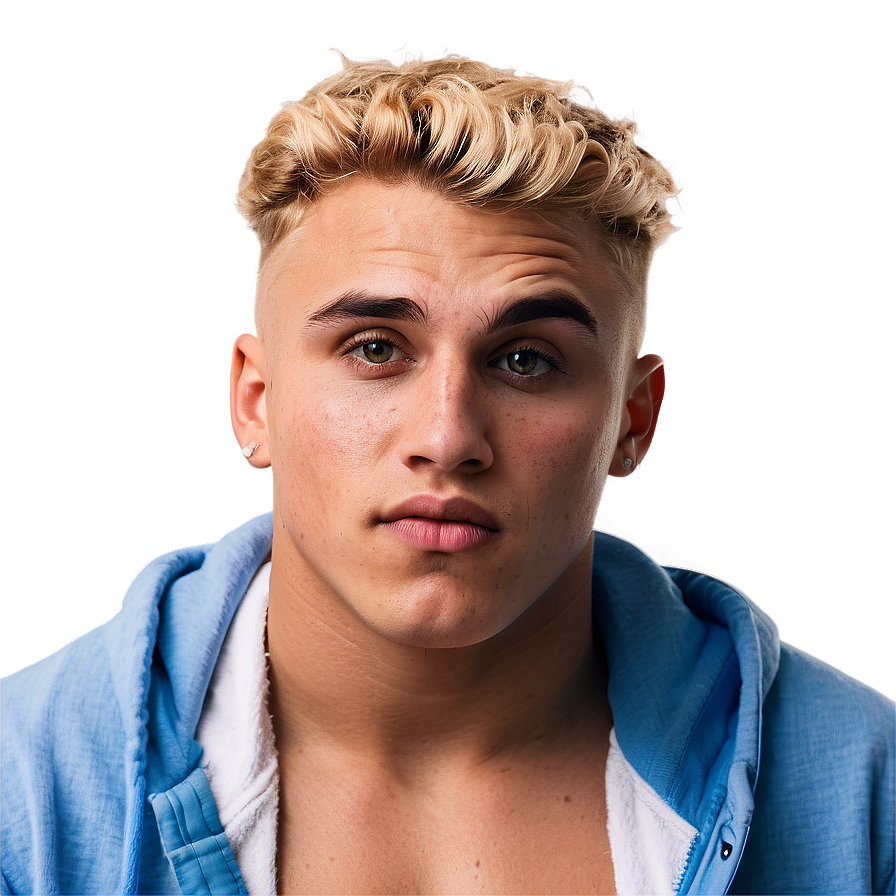 Blonde Haired Young Man Blue Jacket PNG Image