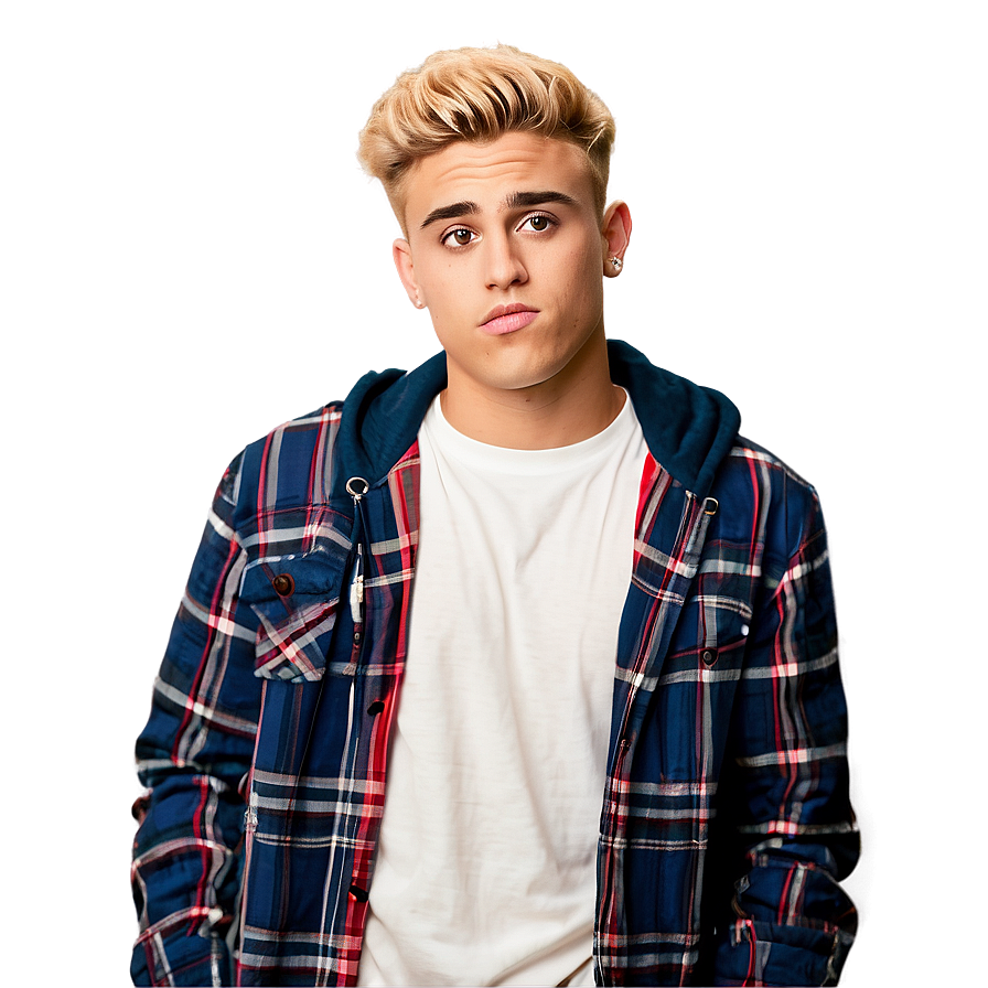 Blonde Haired Young Manin Plaid Jacket PNG Image