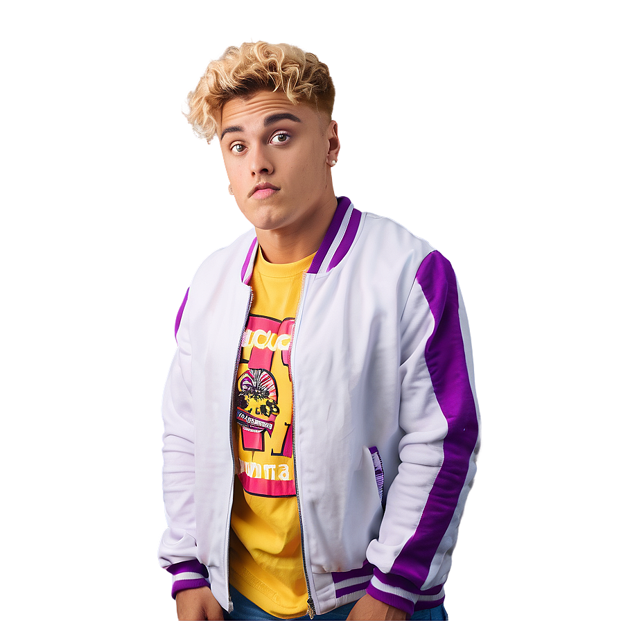 Blonde Haired Youthin Colorful Jacket PNG Image