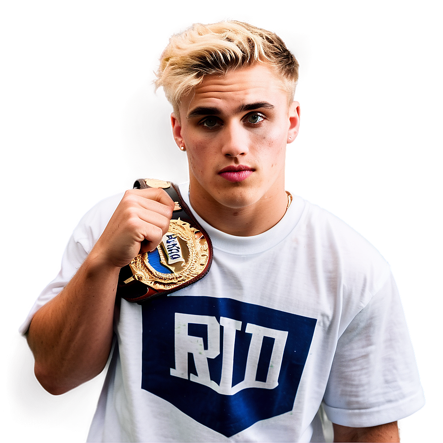 Blonde Man Holding Championship Belt PNG Image