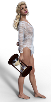 Blonde Model With Hourglass PNG Image