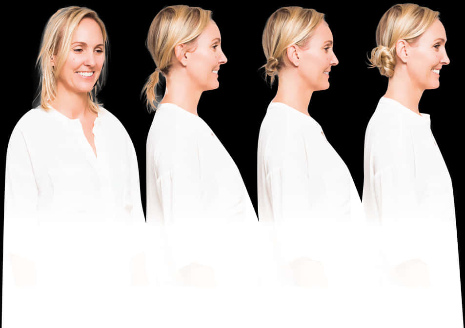 Blonde Woman Hairstyle Progression PNG Image