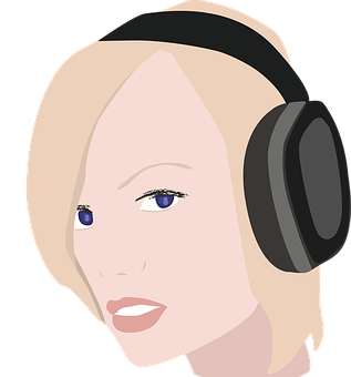 Blonde Woman Headphones Vector PNG Image