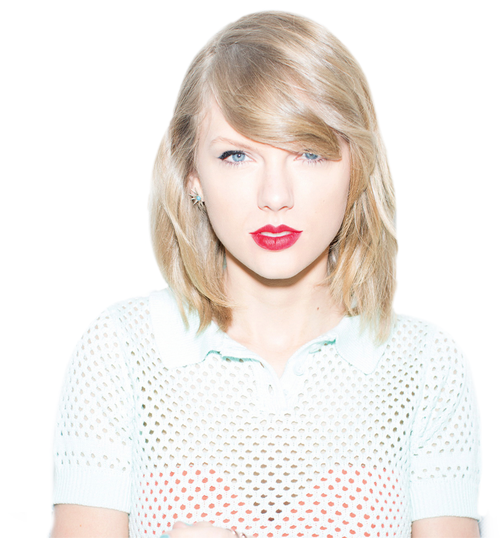 Blonde Woman Red Lipstick PNG Image