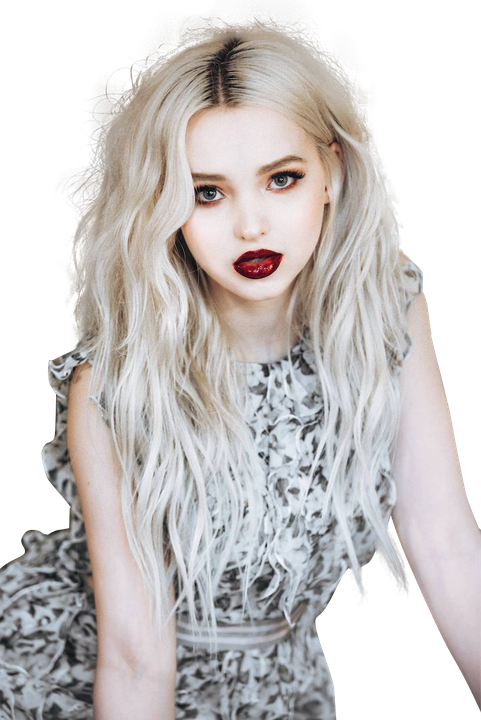 Blonde Woman Red Lipstick Portrait PNG Image