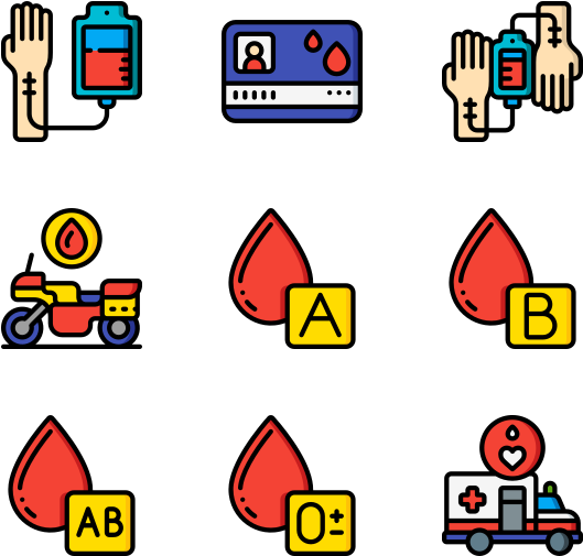 Blood Donation Icons Set PNG Image