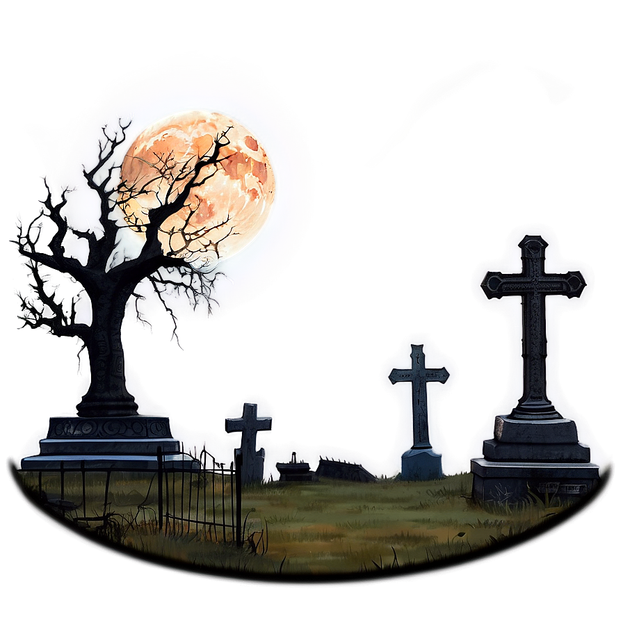 Blood Moon And Cemetery Png Ptq73 PNG Image