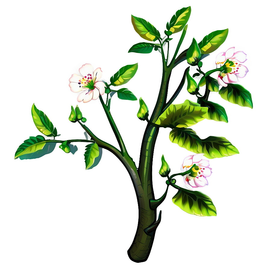 Blooming Branch Illustration PNG Image