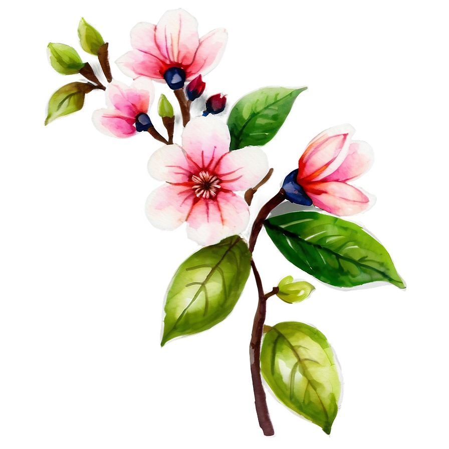 Blossom Watercolor Illustration Png Oto PNG Image