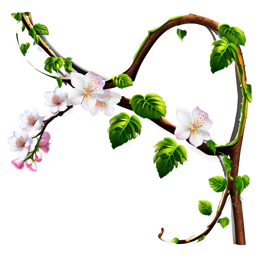 Blossoming Vine Branch PNG Image