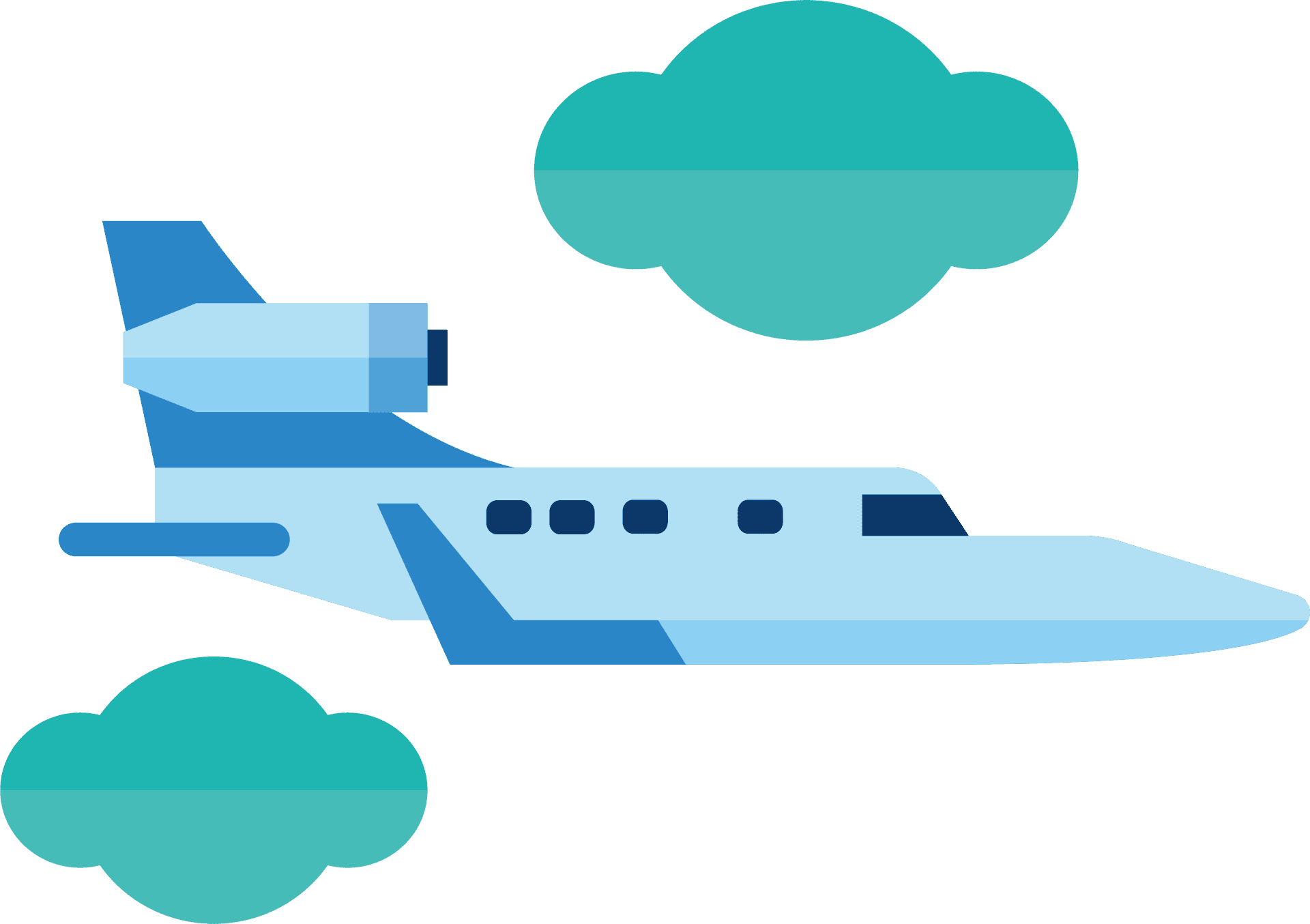 Blue Airplane Clouds Clipart PNG Image