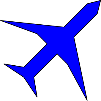 Blue Airplane Silhouette Graphic PNG Image