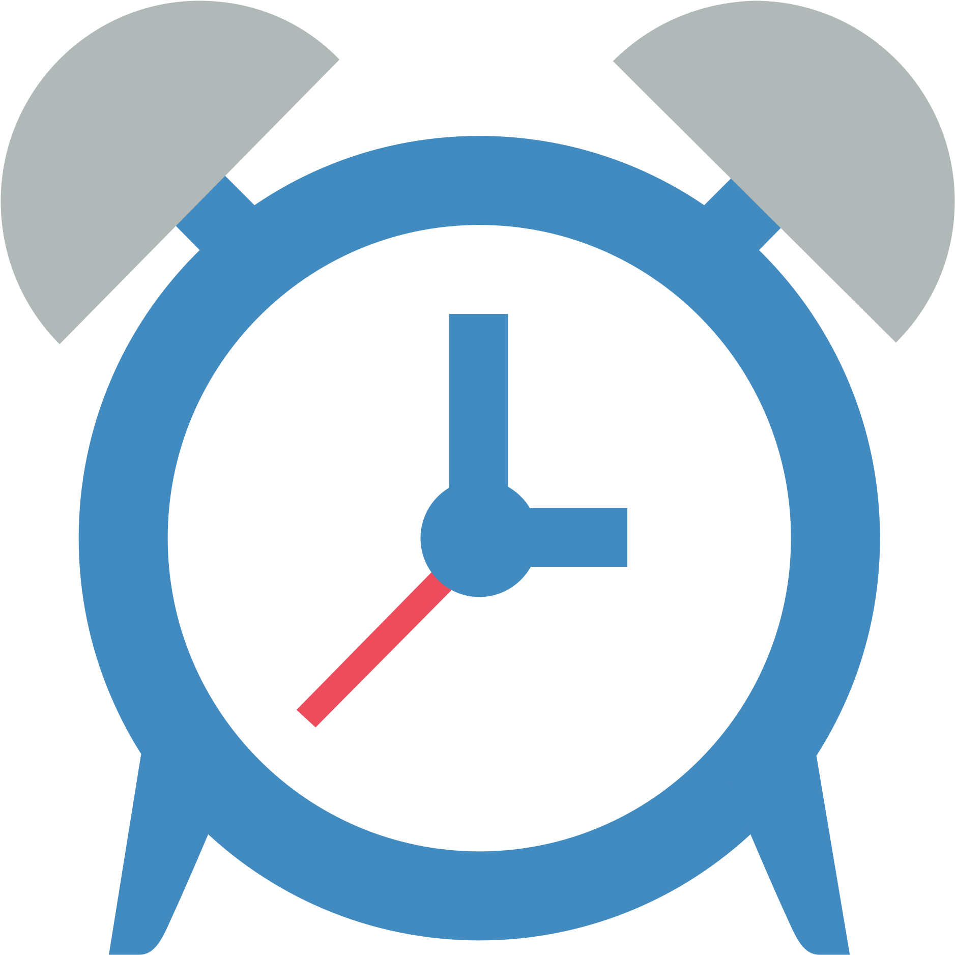 Blue Alarm Clock White Face PNG Image