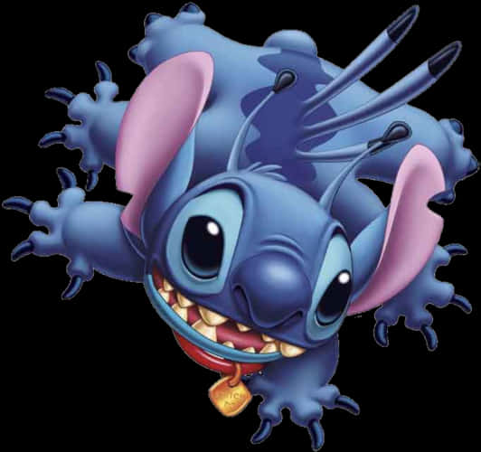 Blue Alien Cartoon Character Stitch PNG Image