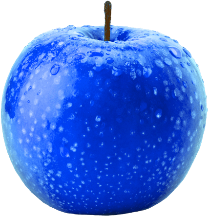 Blue Apple With Water Droplets PNG Image