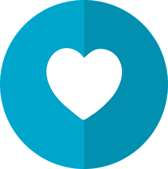 Blue Background White Heart Icon PNG Image