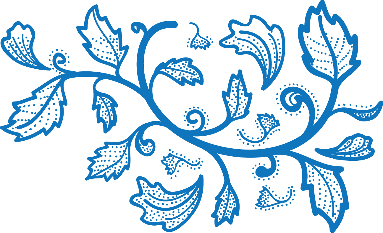 Blue Batik Floral Pattern PNG Image