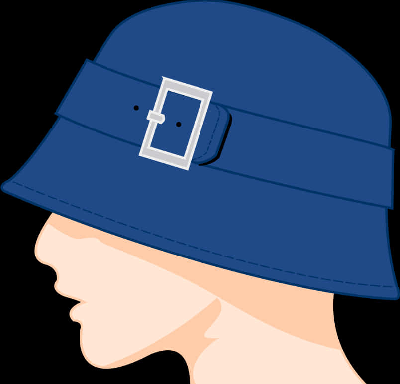 Blue Bucket Hat Profile View PNG Image