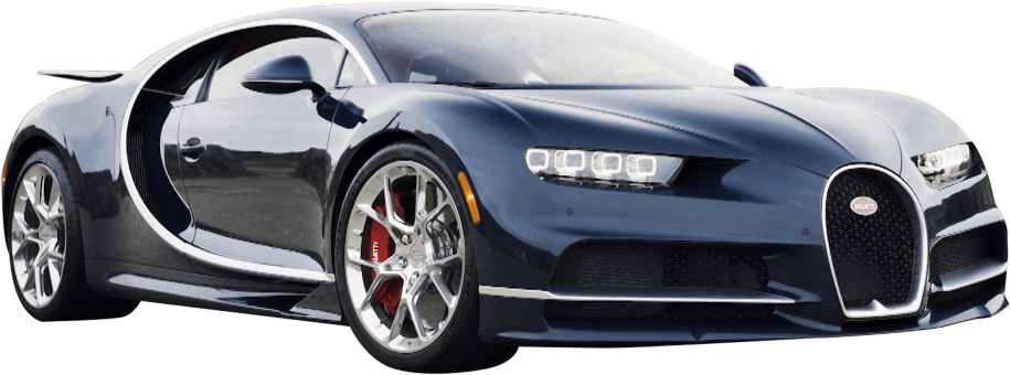 Blue Bugatti Chiron Side View PNG Image