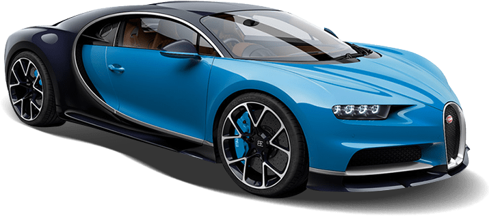 Blue Bugatti Chiron Side View PNG Image