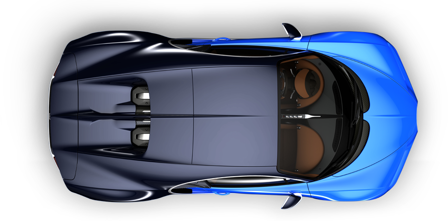 Blue Bugatti Top View PNG Image