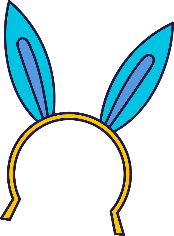 Blue Bunny Ears Headband Vector PNG Image