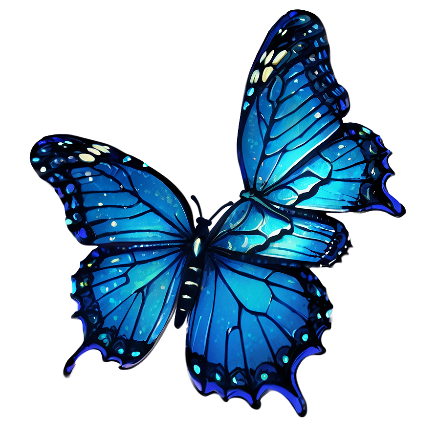 Blue Butterflies With Glitter Png Jdy78 PNG Image