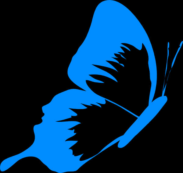 Blue Butterfly Silhouette Profile PNG Image