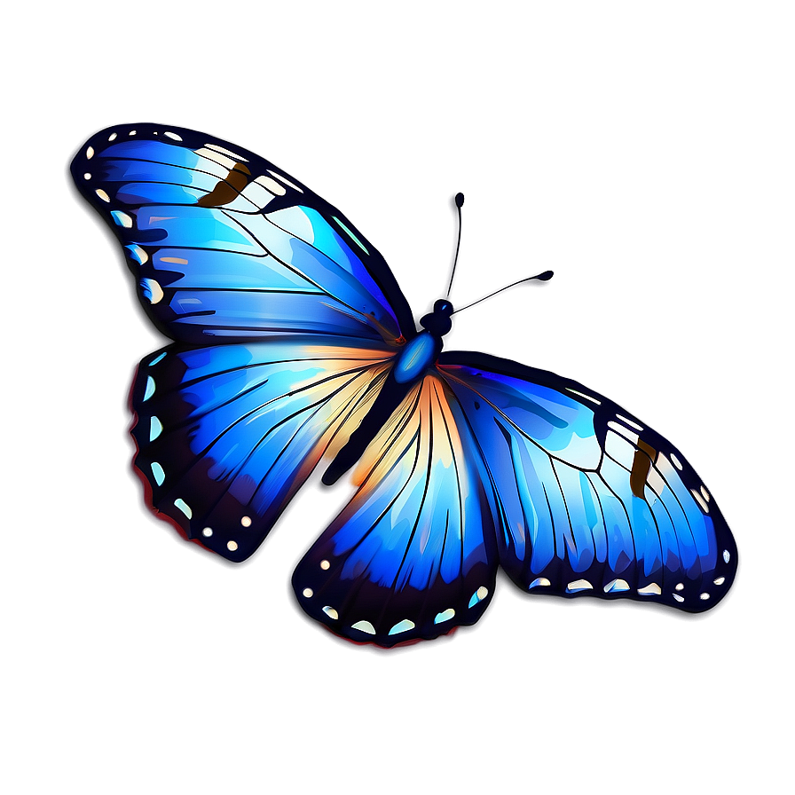 Blue Butterfly With Floral Elements Png Irp64 PNG Image