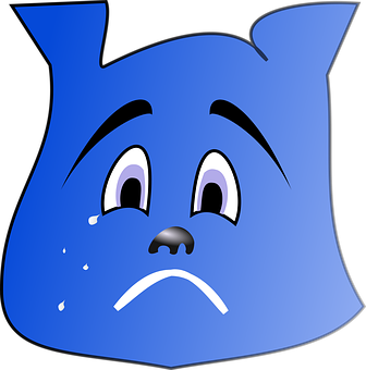 Blue Cartoon Bear Face Sad Expression PNG Image