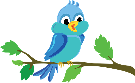 Blue Cartoon Bird Perchedon Branch PNG Image