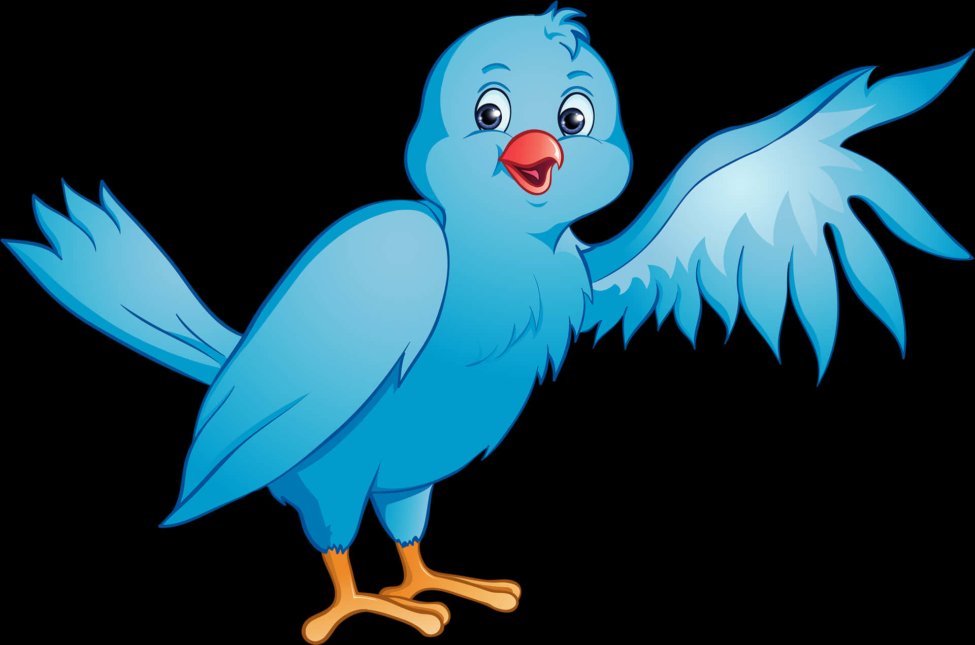 Blue Cartoon Bird Spreading Wings PNG Image