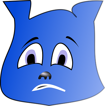 Blue Cartoon Face Sad Expression PNG Image