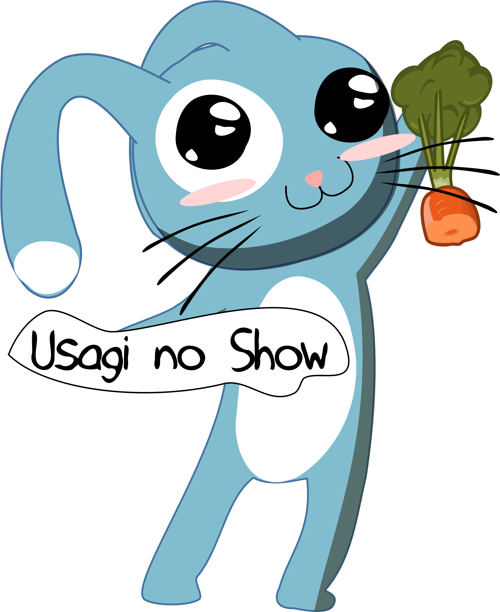 Blue Cartoon Rabbit Carrot Broccoli PNG Image