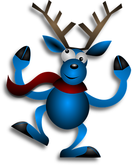 Blue Cartoon Reindeer PNG Image