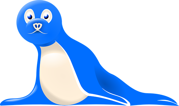 Blue Cartoon Seal Illustration PNG Image