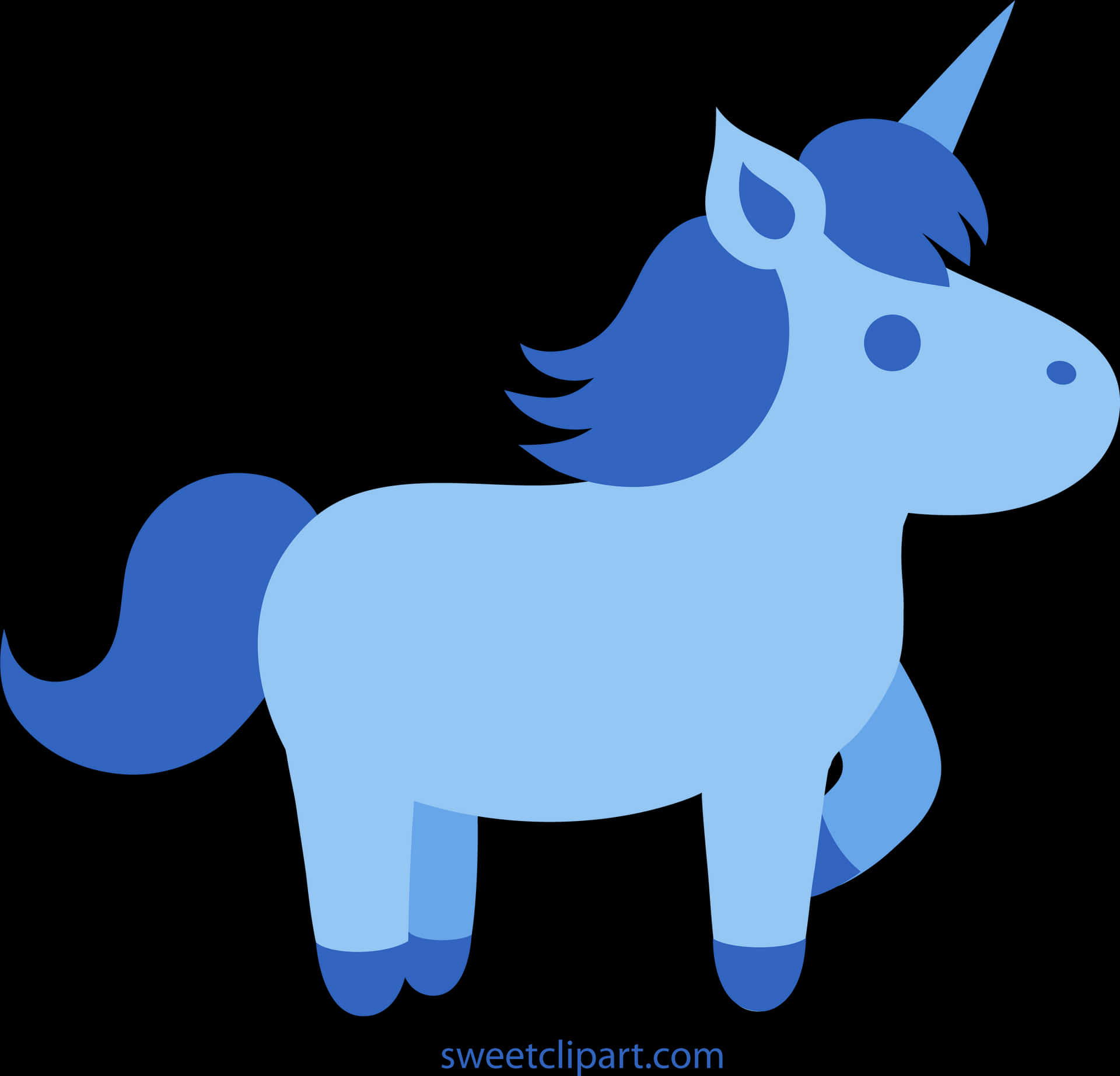 Blue Cartoon Unicorn PNG Image