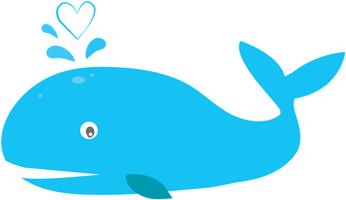 Blue Cartoon Whale Clipart PNG Image