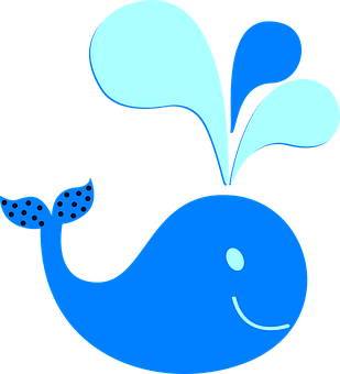 Blue Cartoon Whale PNG Image