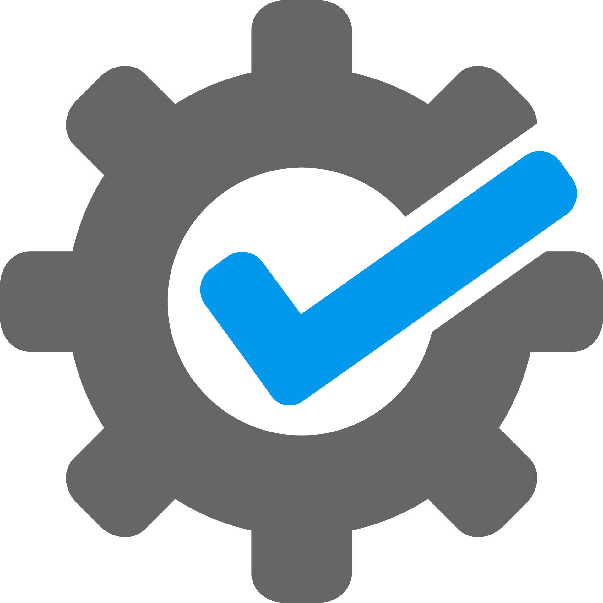 Blue Checkmark Gear Icon PNG Image