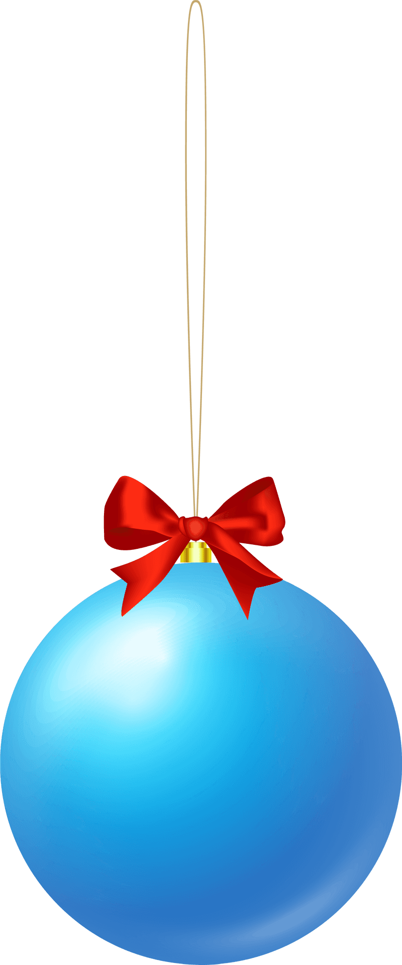 Blue Christmas Ornamentwith Red Bow PNG Image