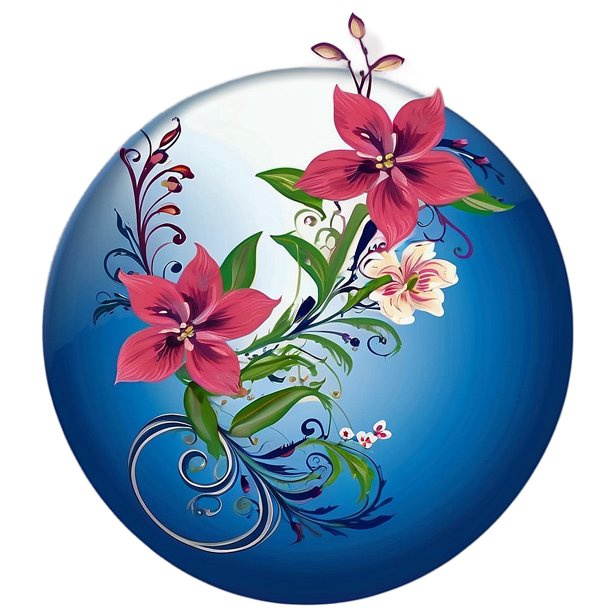 Blue Circle With Floral Design Png 05252024 PNG Image