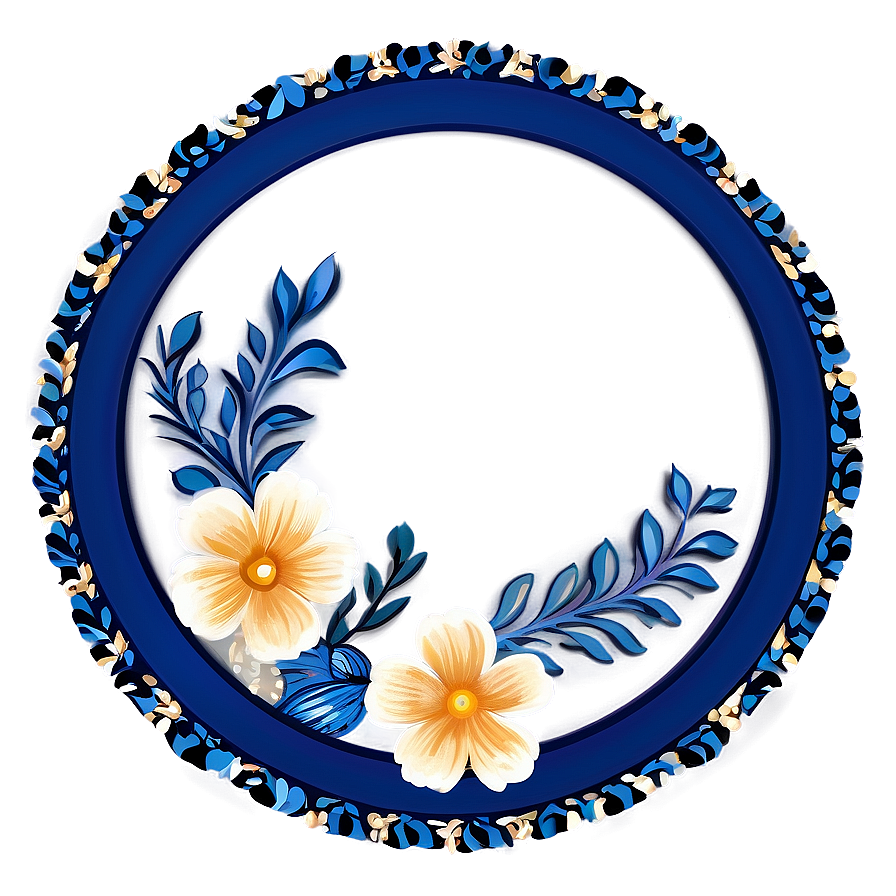 Blue Circle With Floral Design Png 05252024 PNG Image