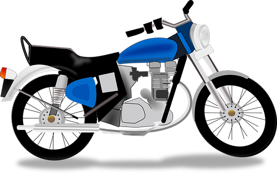 Blue Classic Motorcycle Illustration PNG Image