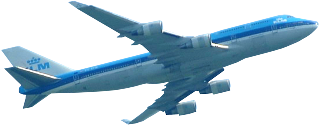 Blue Commercial Airplane In Flight PNG Image