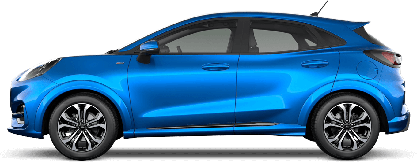 Blue Compact Car Side View PNG Image