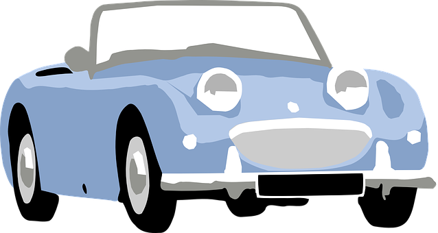 Blue Convertible Cartoon Car PNG Image