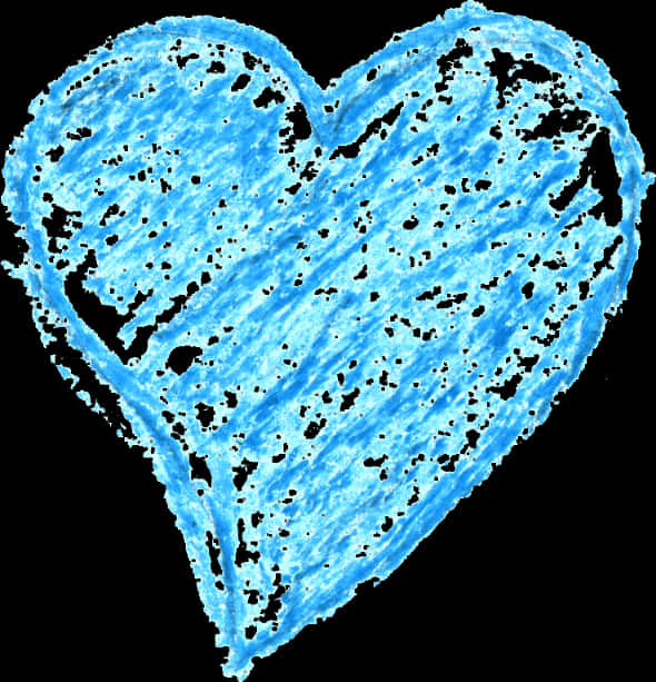 Blue Crayon Heart Drawing PNG Image