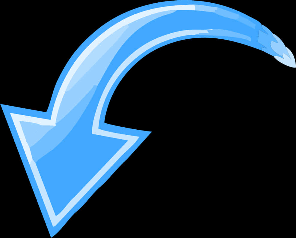 Blue Curved Down Arrow PNG Image