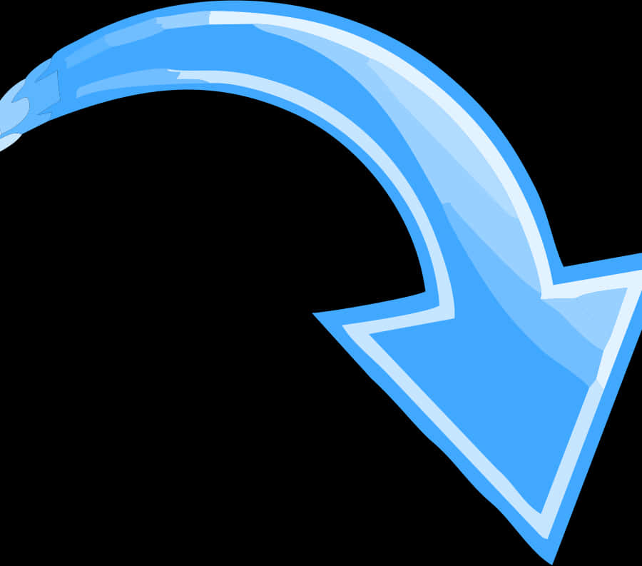 Blue Curved Down Arrow PNG Image